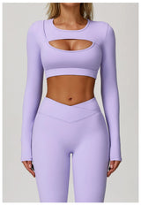 Women's Hollow Out Long Sleeve Yoga Shirt – Gym Workout Running Top