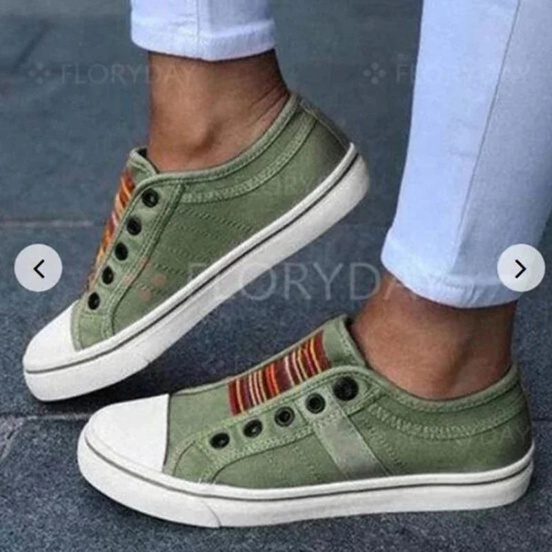 Women Canvas Shoes Slip On Thick Sole Loafers
