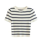 Women Striped Crop Knit Sweater
