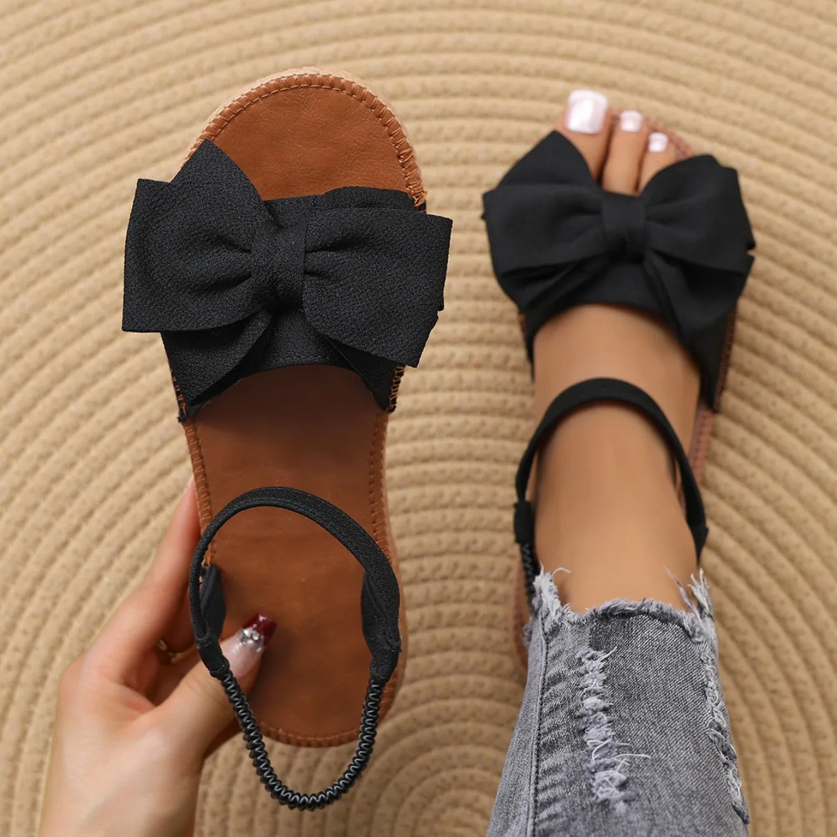 Women Bow Tie Sandals Casual Summer Slides