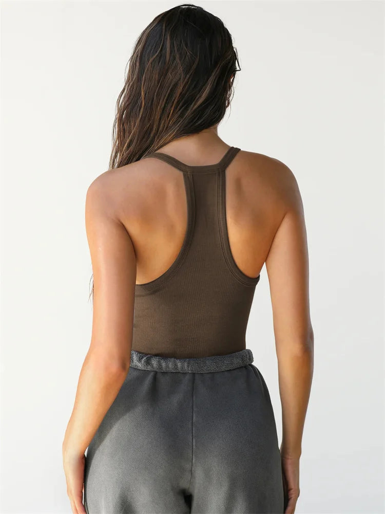 Sexy Deep V‑Neck Ribbed Cami Tank Top