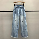 ShineEdge™ – Embroidered Diamond Jeans (Light Blue, Loose Wide Leg)