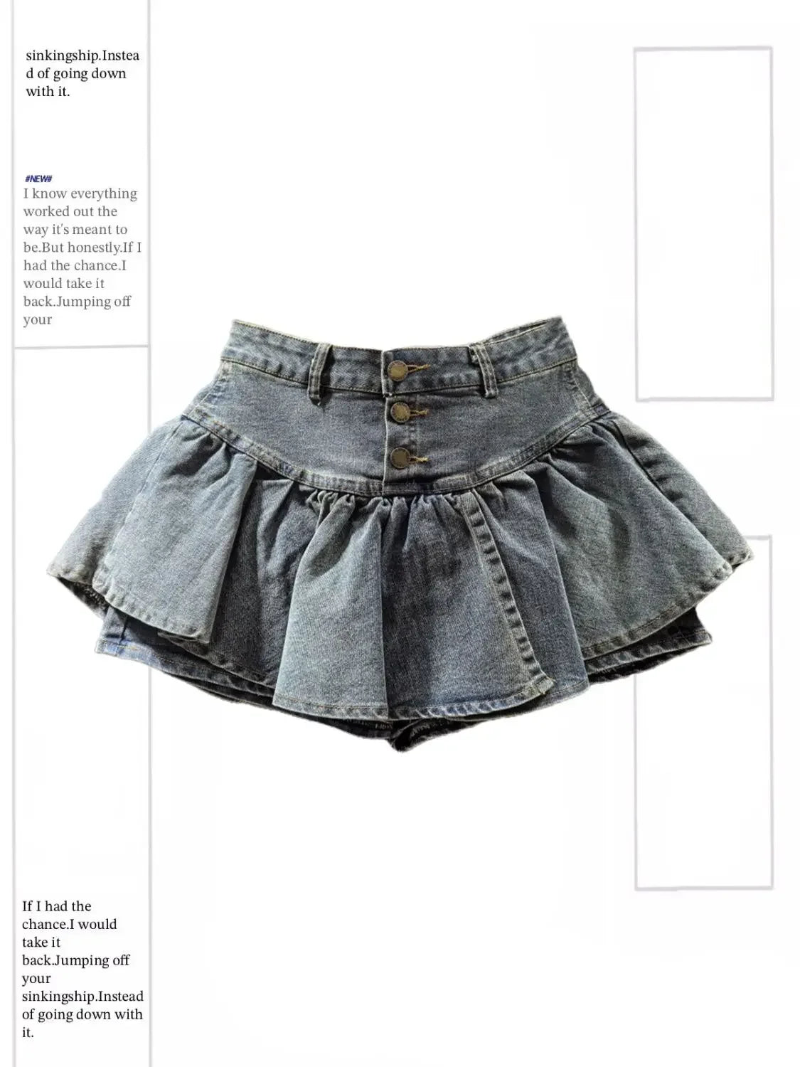PuffyBelt™ – Puffy Layered Denim Skirt (Black A-line, High Waist)