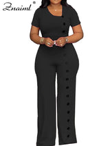 ElanWide™ – Short Sleeve Wide Leg Jumpsuit (Elegant, Flowy & Polished)