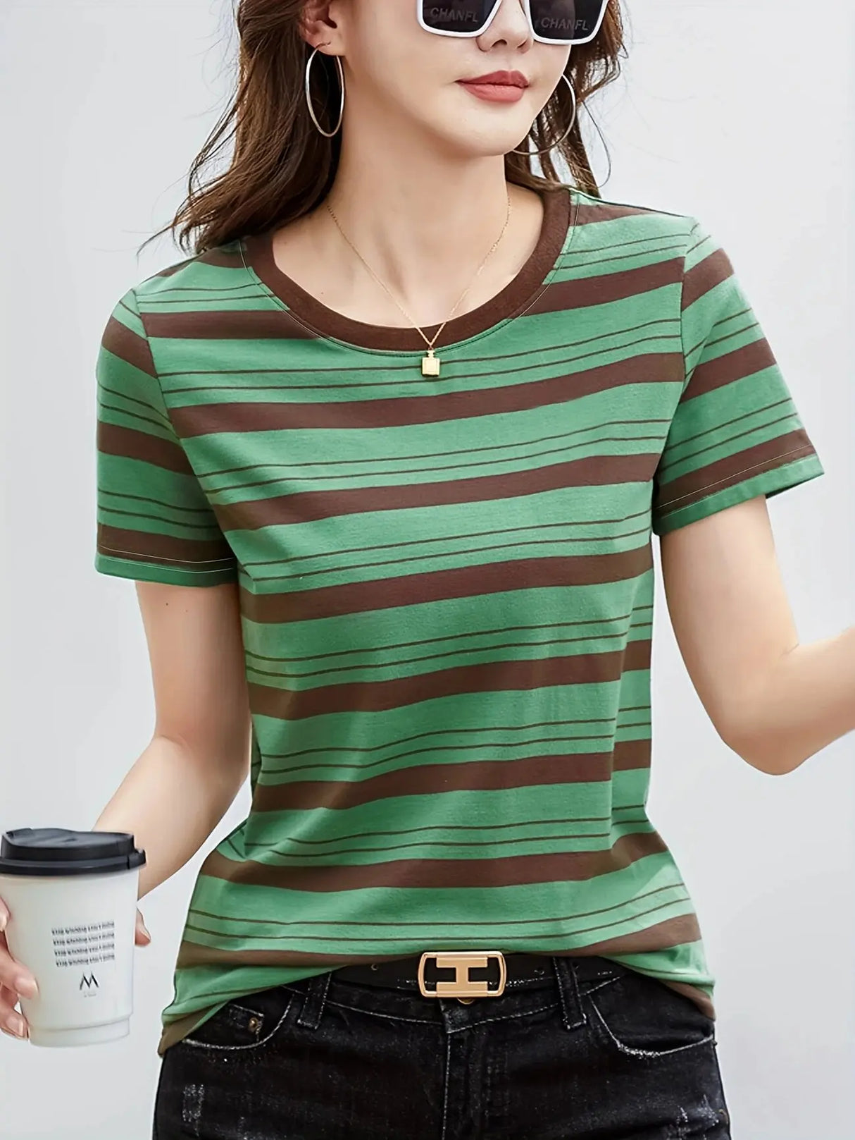 Striped Y2K Style T-Shirt for Women