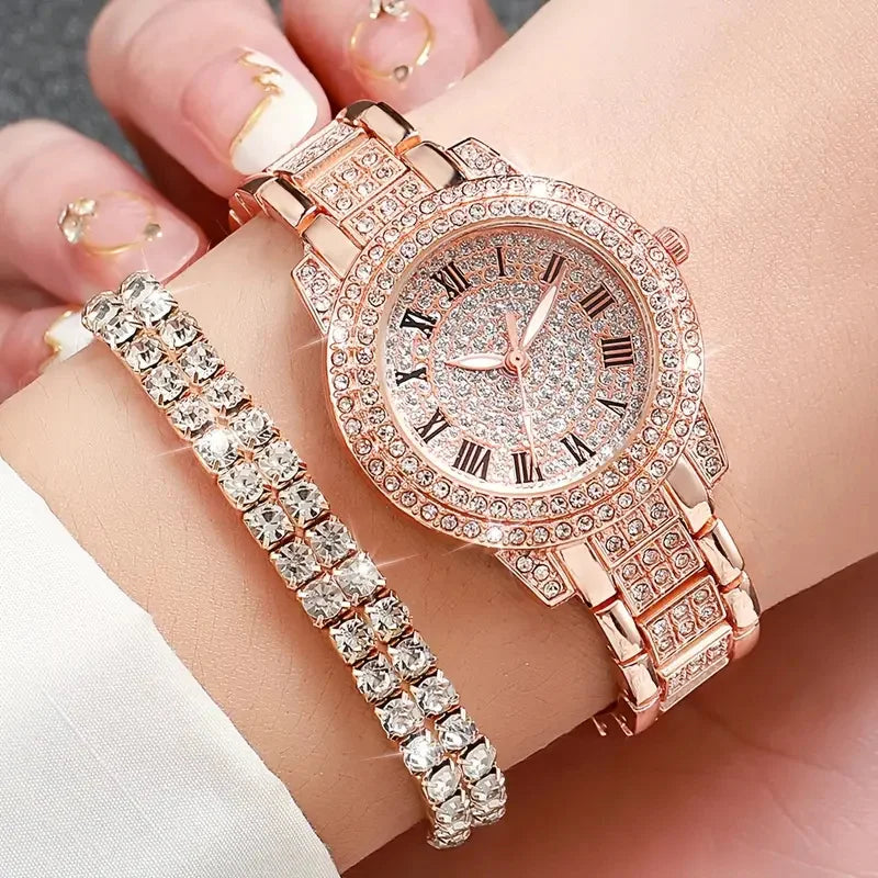 Royal Diamond Bracelet Watch Set