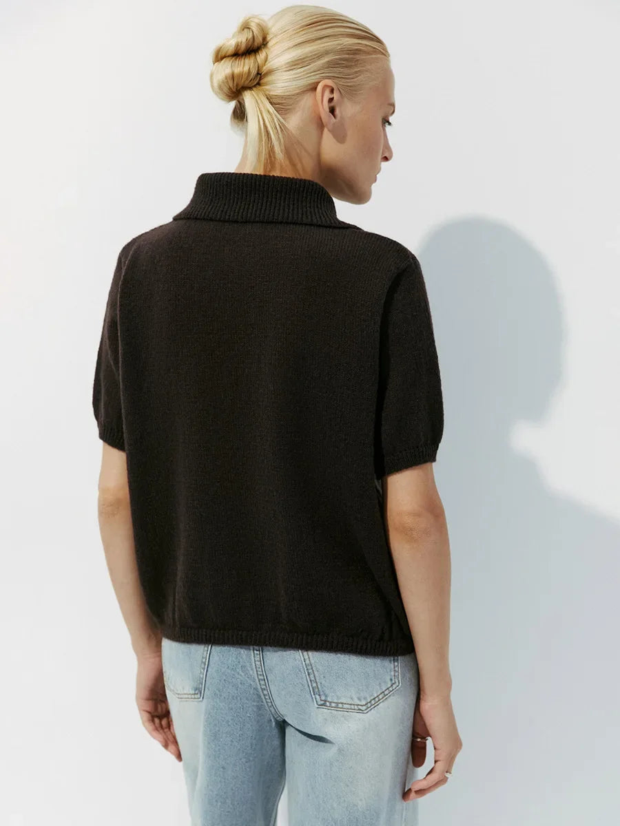 Women's Polo Collar Hollow Knit Sweater