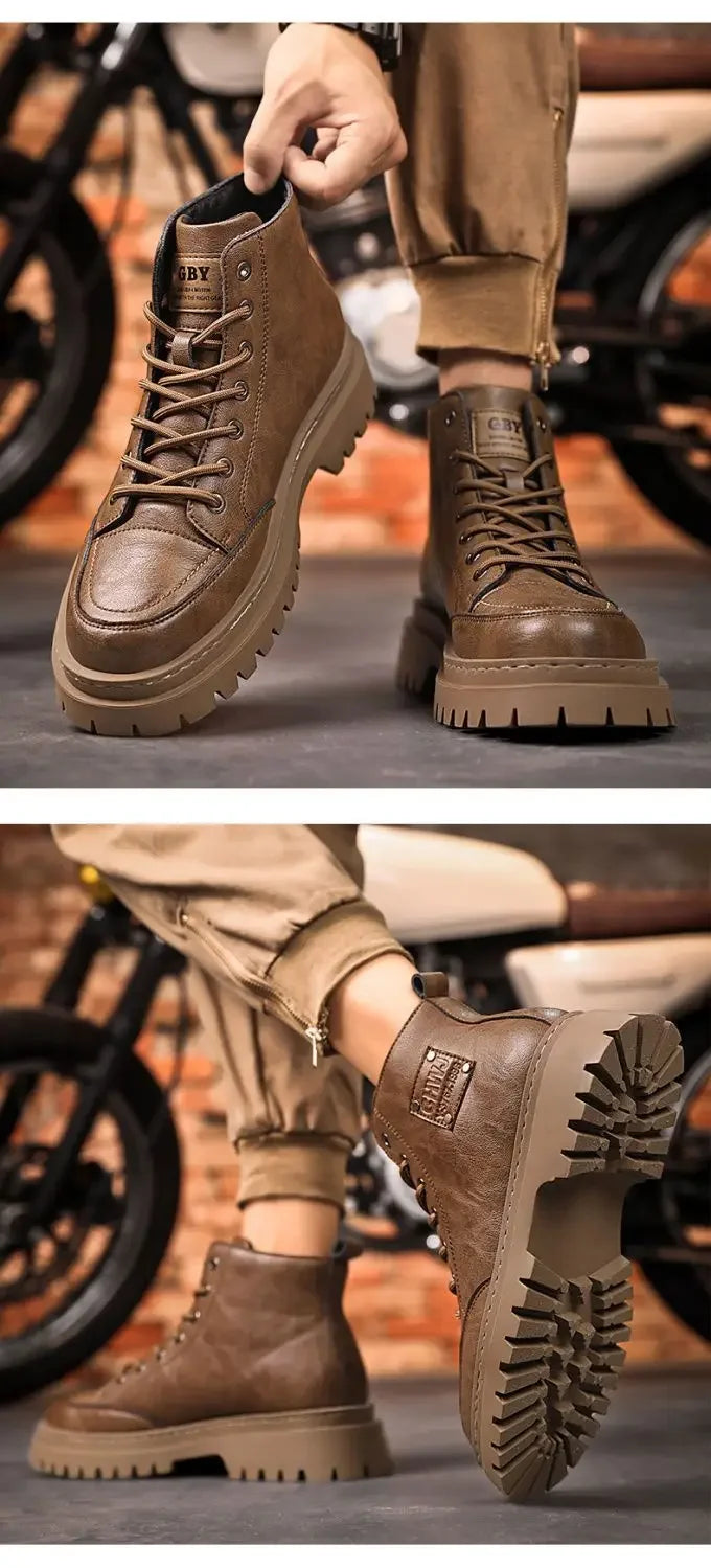Men’s Autumn Waterproof Mid-Top Leather Boots