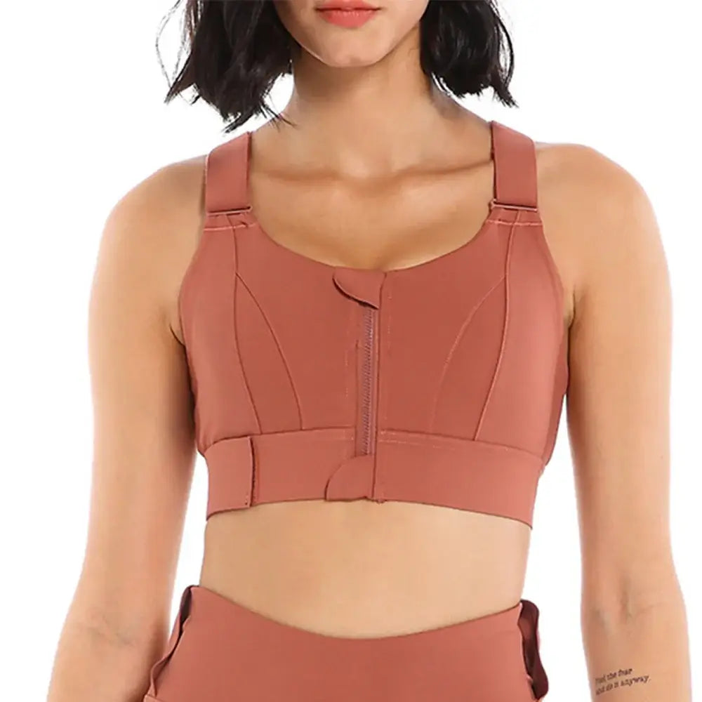Women Front Zipper Sports Bra Plus Size