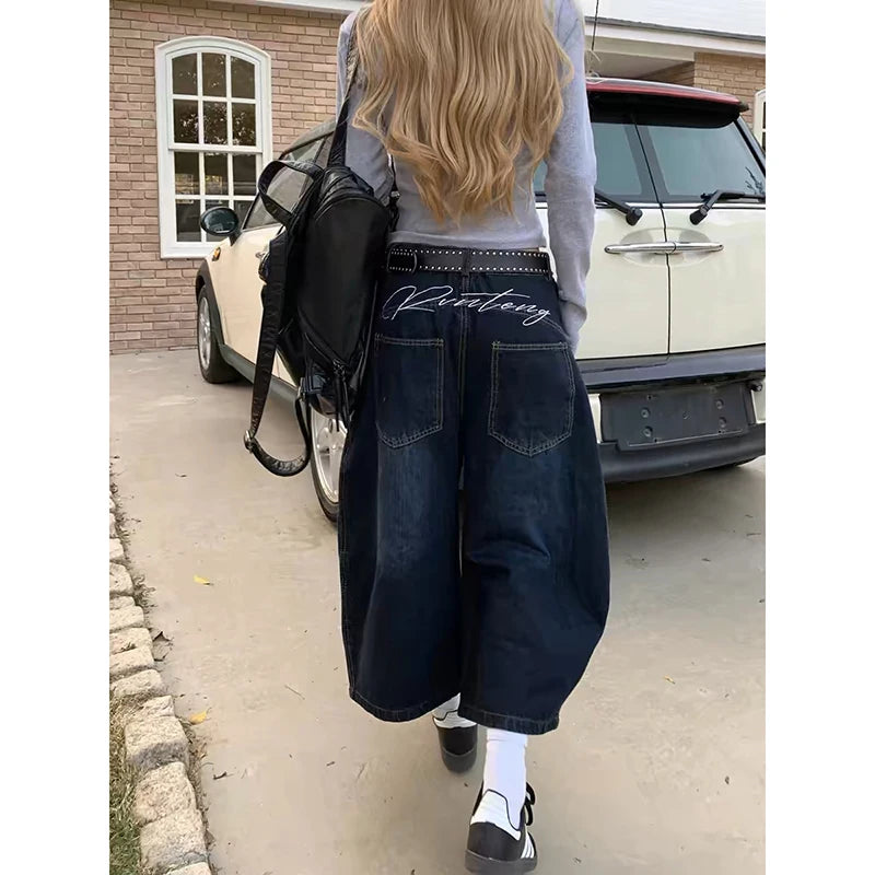 HarajukuWide™ – Baggy Retro Y2K Jeans (High Waist, 2000s Style)