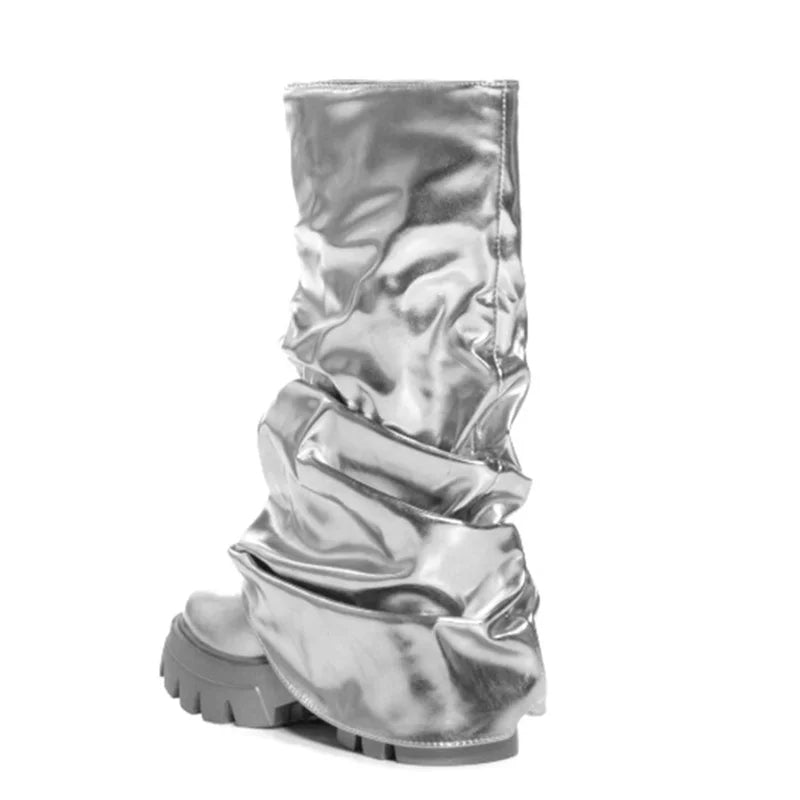 Women Mid Calf Boots Plush Lined Winter Shoes