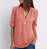 Luna Deep V-Neck Chiffon Blouse