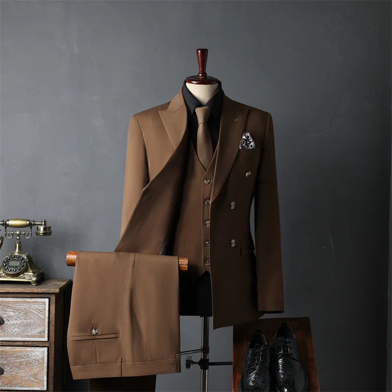 Men's Plus Size Double Breasted Suit – 3 Piece Set