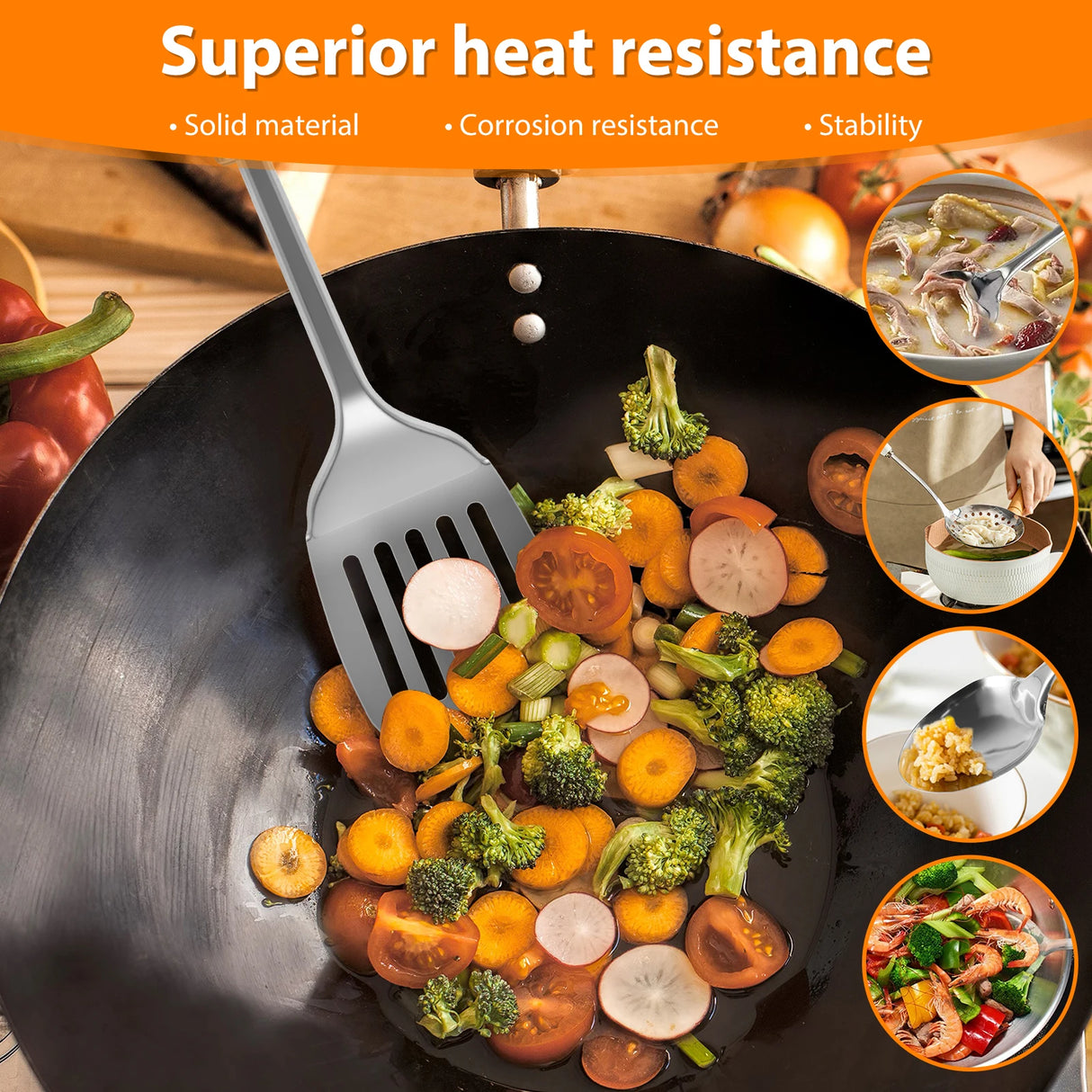 5-Piece Heavy-Duty Stainless Steel Utensil Set