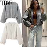 Women Cropped Bomber Jacket