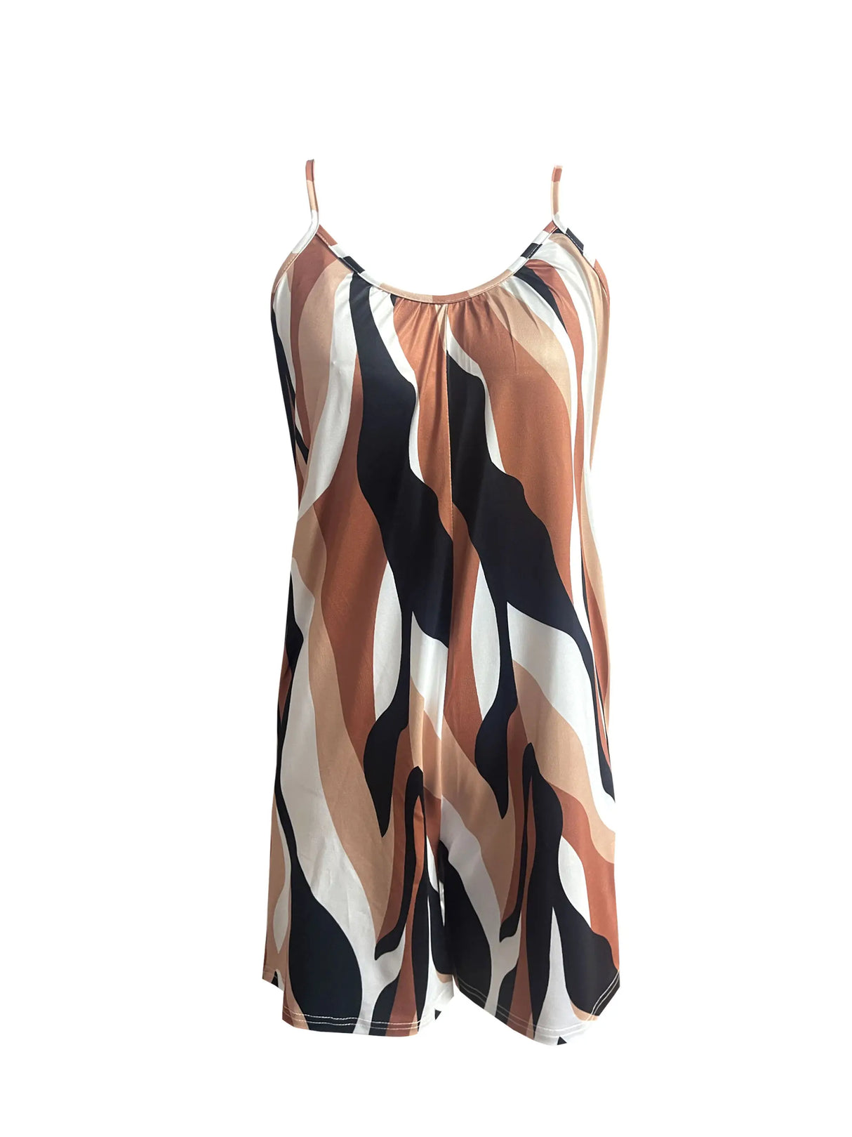 PrintFlare™ – Abstract Strap Summer Romper (Boho, Printed & Easygoing)