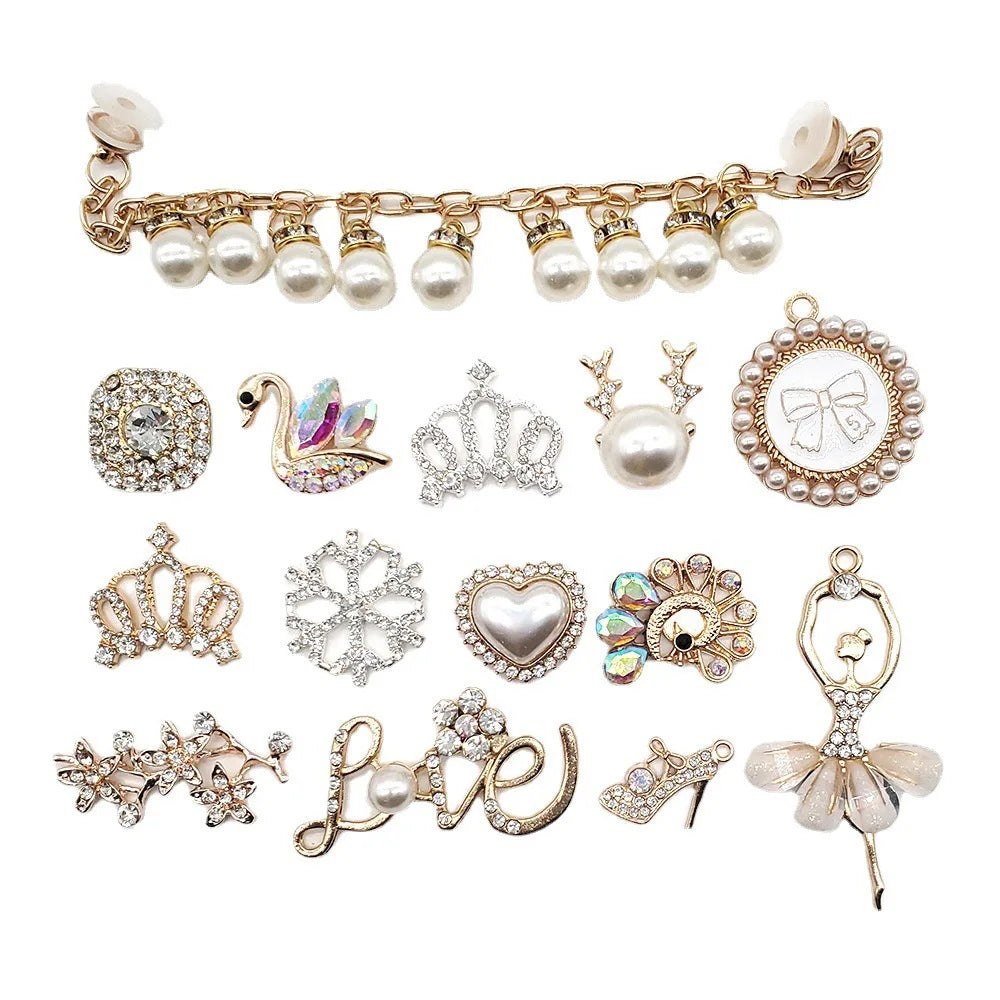 Women Bling Shoe Charms Crystal Chain Jewelry