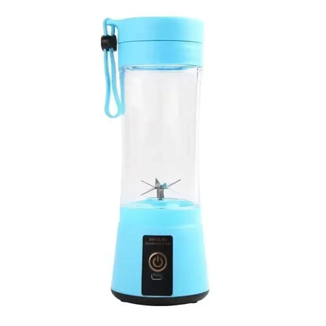 380ml Mini Electric Juicer in blue, USB rechargeable and portable for easy juicing on the go.