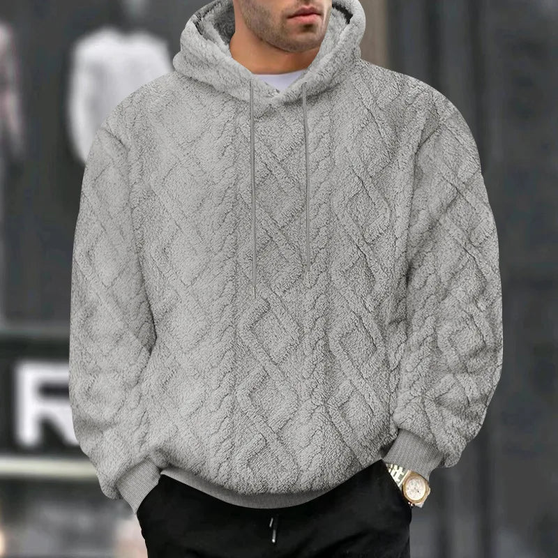 Men Velvet Hooded Pullover Sweater