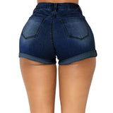 Women High Waist Skinny Denim Shorts