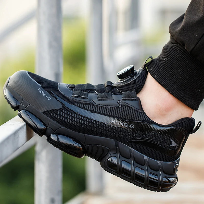 Men Rotary Buckle Steel Toe Safety Shoes