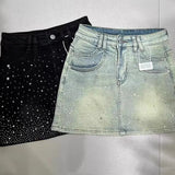 StarFlare™ – Rhinestone Slim Skirt (Black A-Line, Summer 2025)