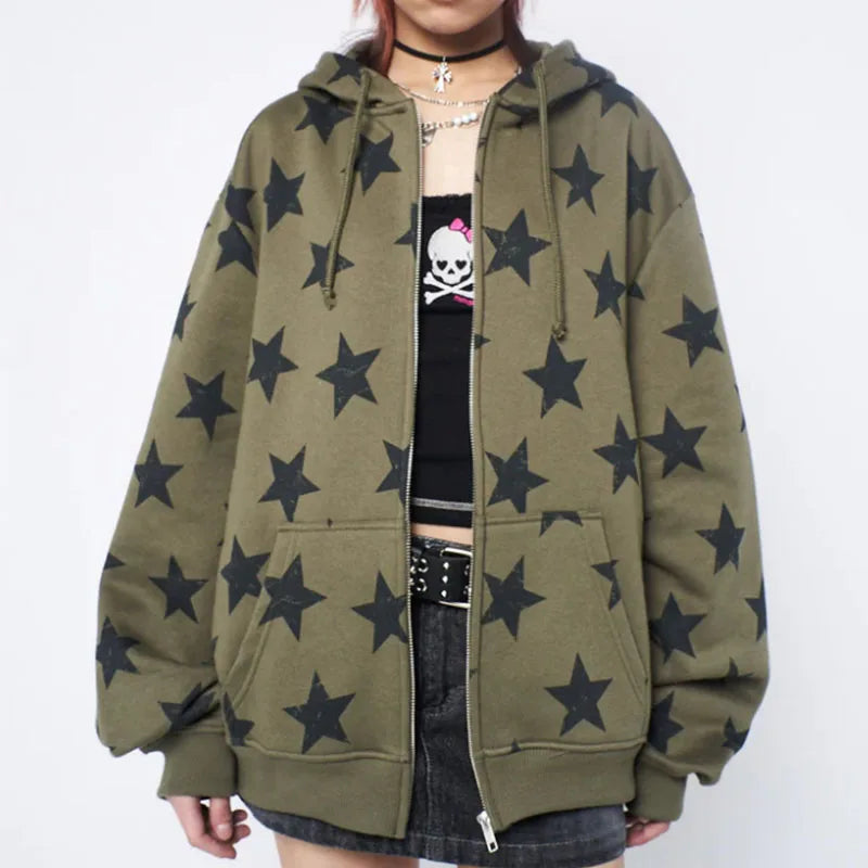 Gothic Stars Zip Hoodie