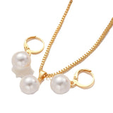 Women’s Round Pearl 3-Piece Jewelry Set