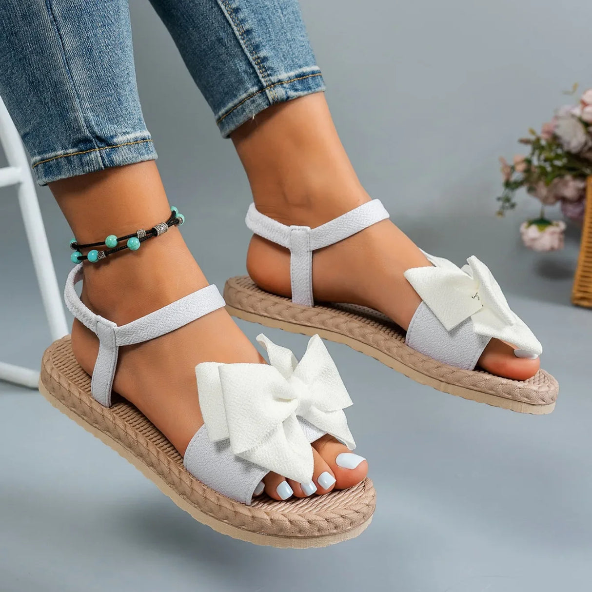 Women Casual Bow Tie Sandals Summer Flats