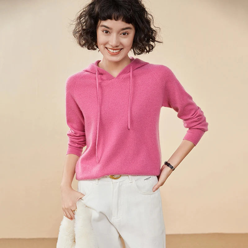 Women's 100% Cashmere Hooded Sweater