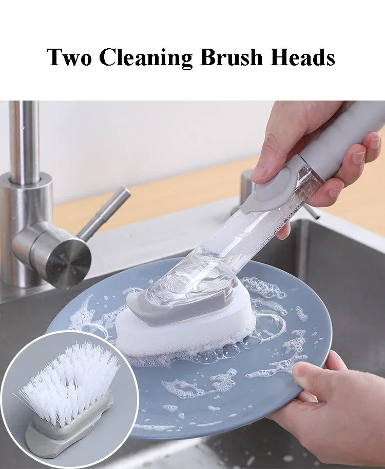 2-in-1 Kitchen Cleaning Brush with Sponge Dispenser