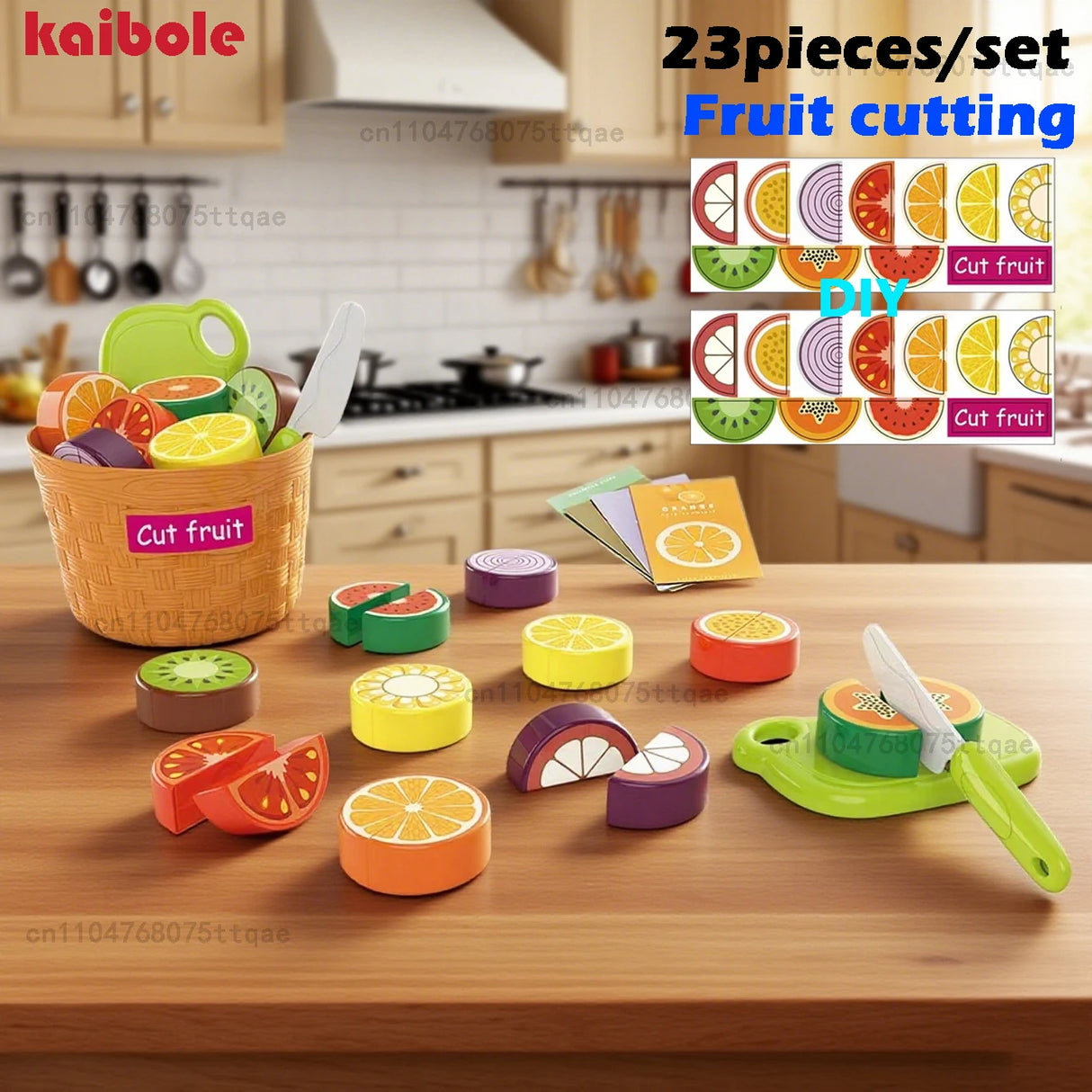 Kids Pretend Play Kitchen Food Basket Set