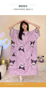 Women Cartoon Print Long Nightgown