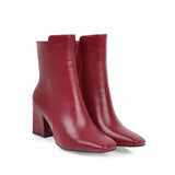 Women Side Zipper Mid-Heel Ankle Boots – Winter Casual Shoes