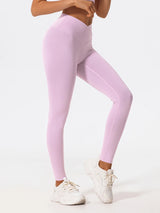 Hearuisavy Cross Waist Push-Up Yoga Leggings – High Waist Gym Pants