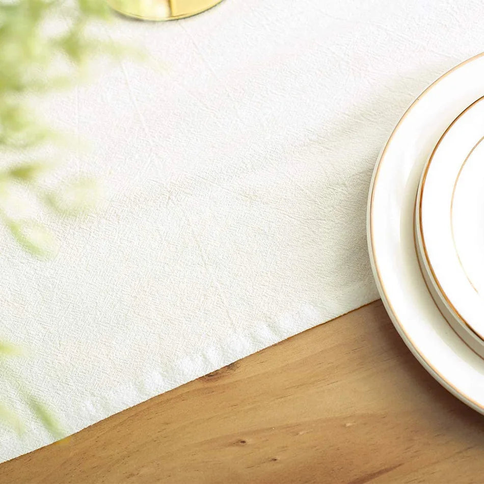 Cotton Sage Green Table Runner