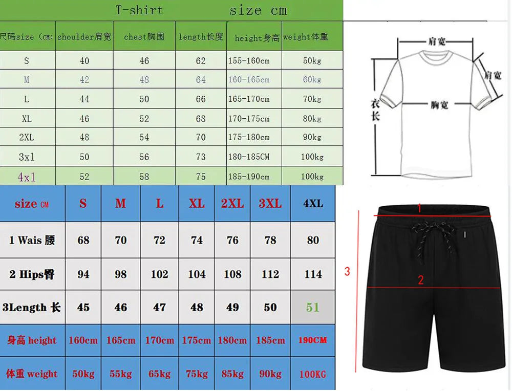 Men's Bear Print T-Shirt & Shorts Set