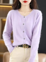 Women Mink Cashmere Knit Cardigan