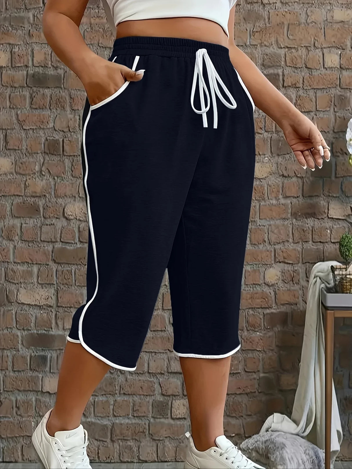 Women's Plus Size 3/4 Pants – Stretchy Casual