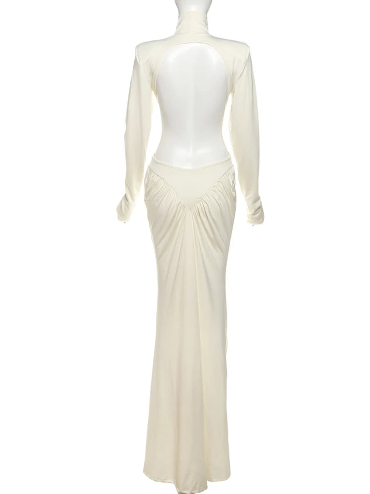 Women's Backless Ruched Maxi Dress
