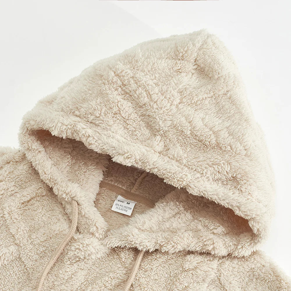 Men Velvet Hooded Pullover Sweater
