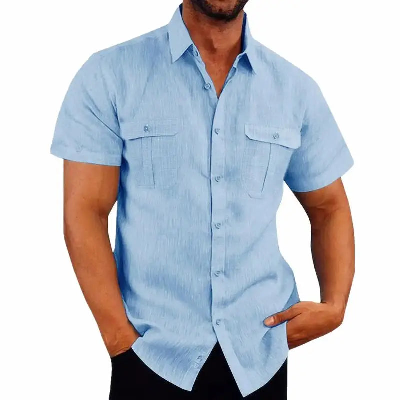 Men's Plus Size Cotton Linen T-Shirt – Summer Solid