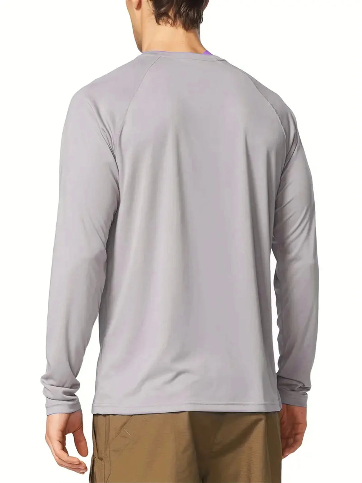 Men's Plus Size Solid Long Sleeve T-Shirt – UV Protection