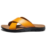 Men Italian PU Leather Slip-On Slippers