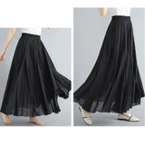 Women Cotton Linen Maxi Skirt