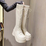 Women Mid Calf Boots Motorcycle Fuzzy Boots