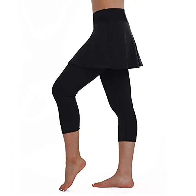 Women High Elastic 2-Piece Skirt Pants Set