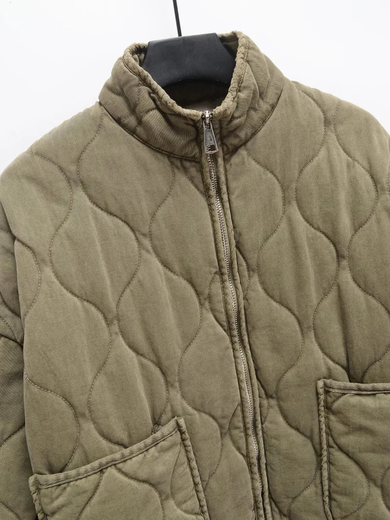 Vintage Quilted High Collar Women's Jacket