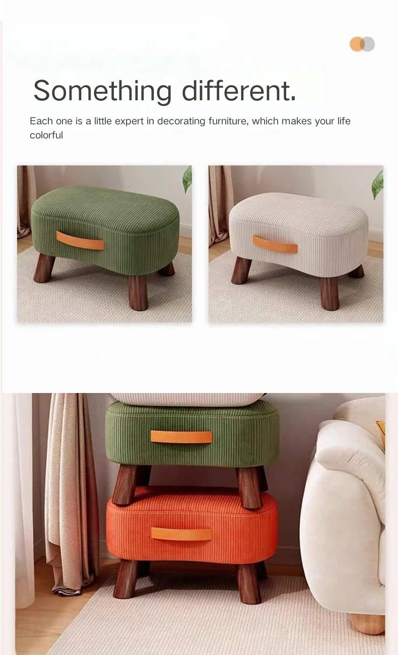 Wooden Fabric Footstool