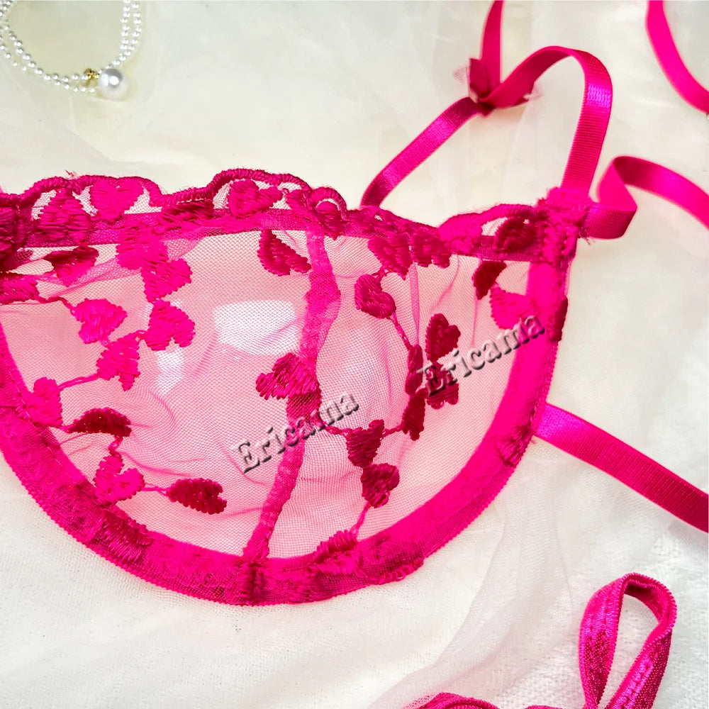 Floral Embroidery Lingerie Set